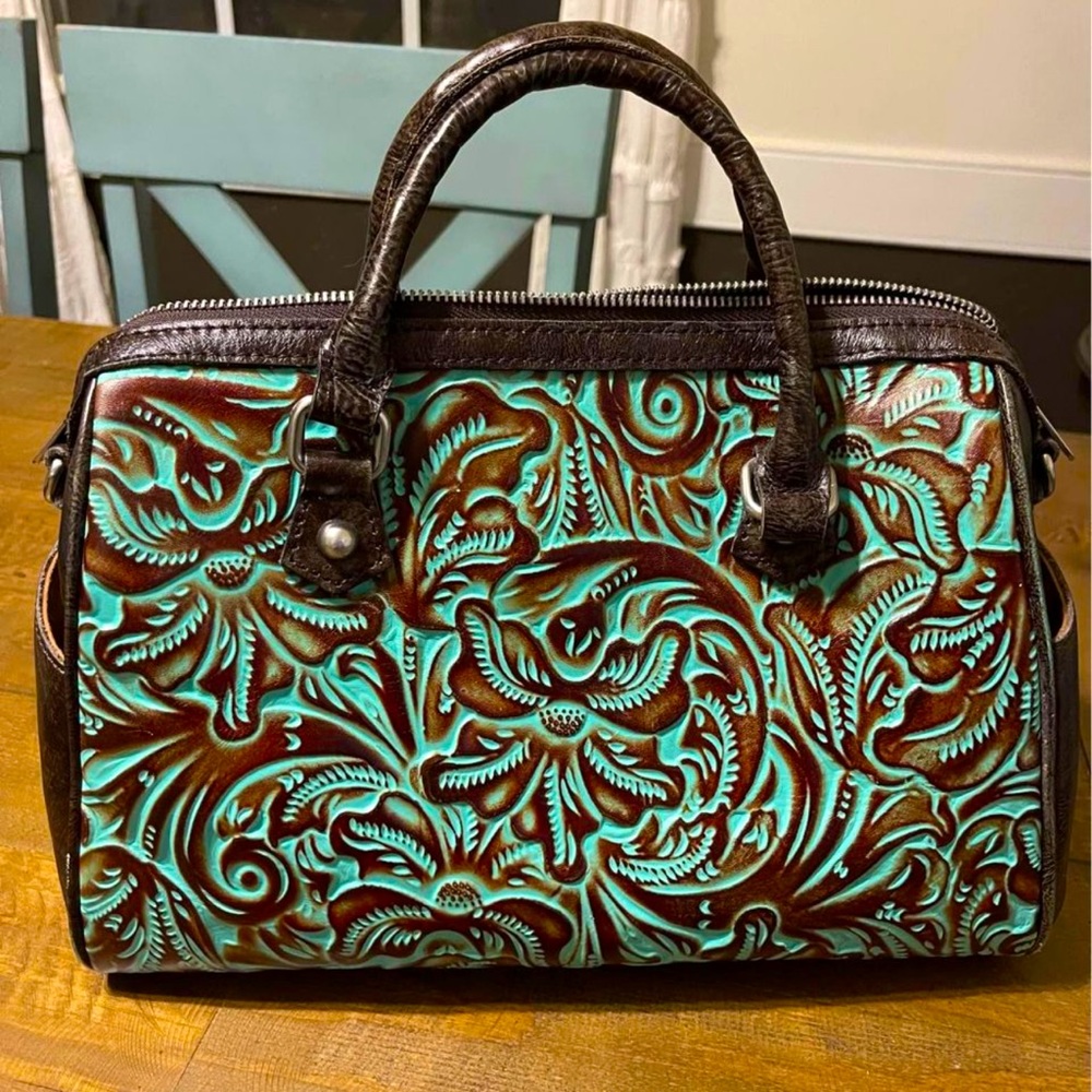 Patricia Nash SKYE Satchel Tooled Turquoise